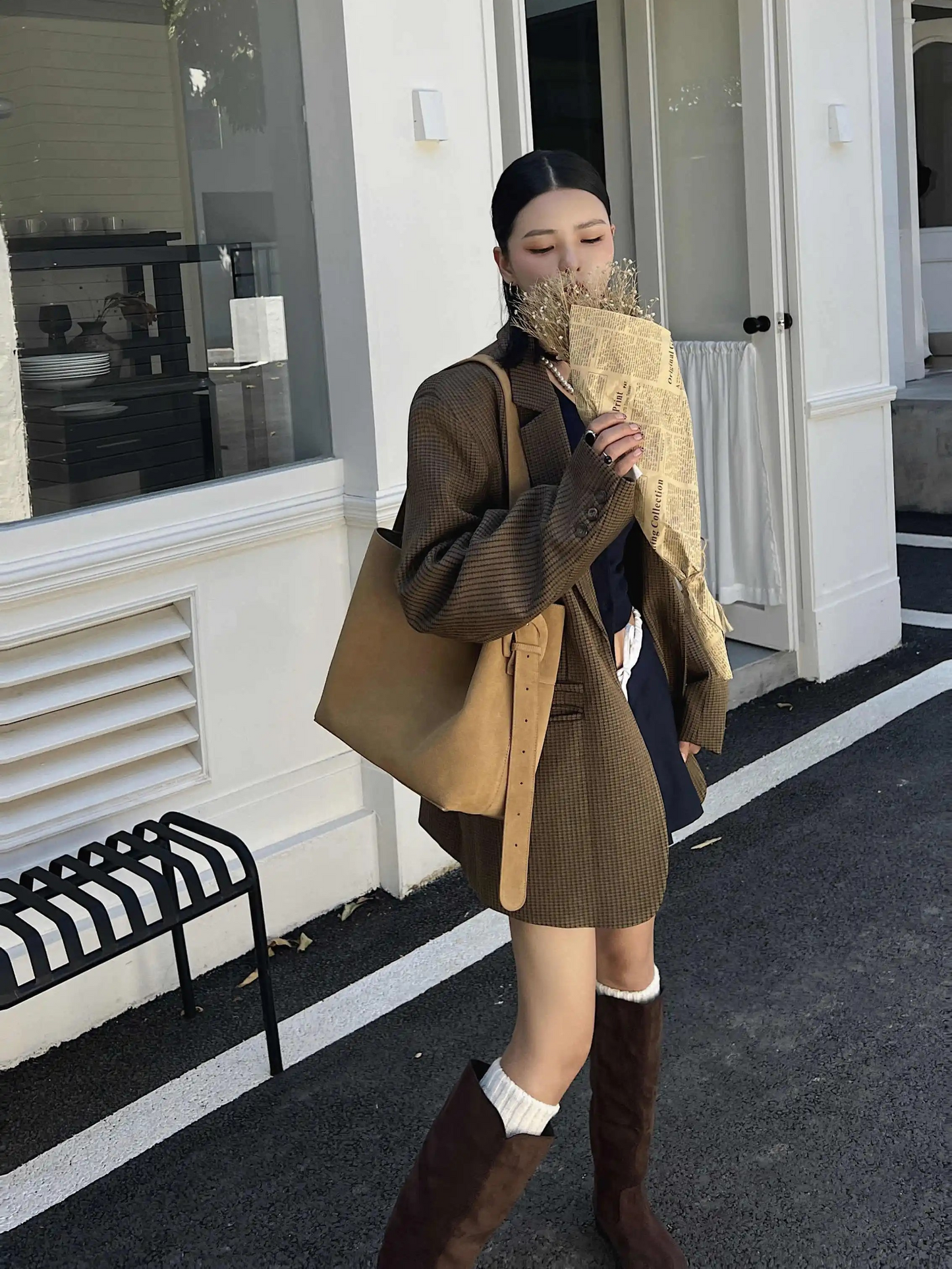 Retro Suede Slouchy Tote Bag