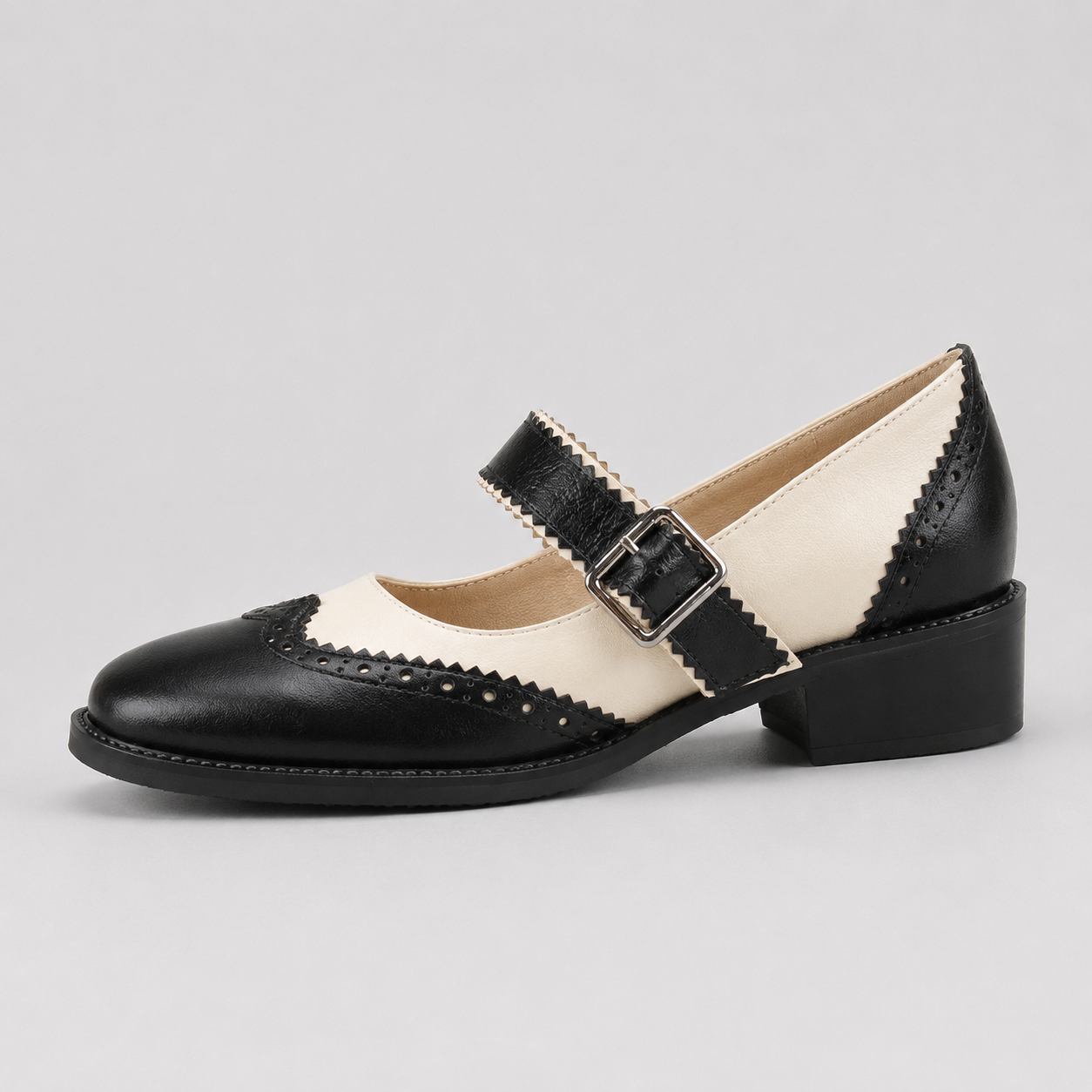 Genuine Leather Mary Jane Brogue Oxfords
