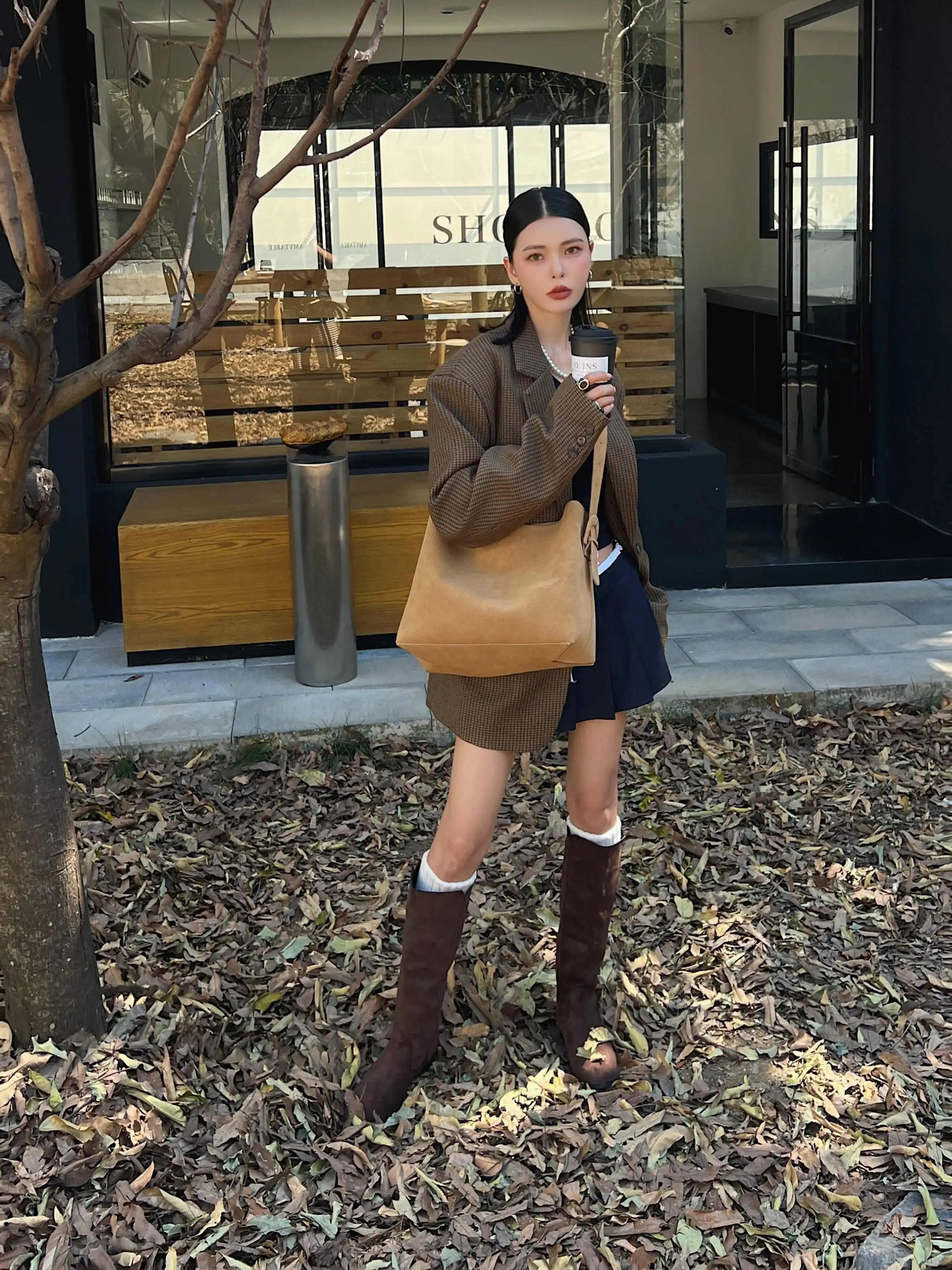 Retro Suede Slouchy Tote Bag