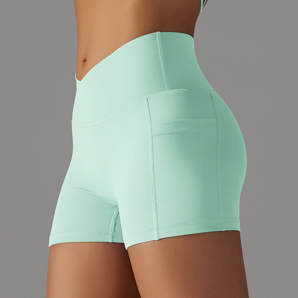 High Waisted Scrunch-Butt Yoga/Workout Shorts with Side Pocket