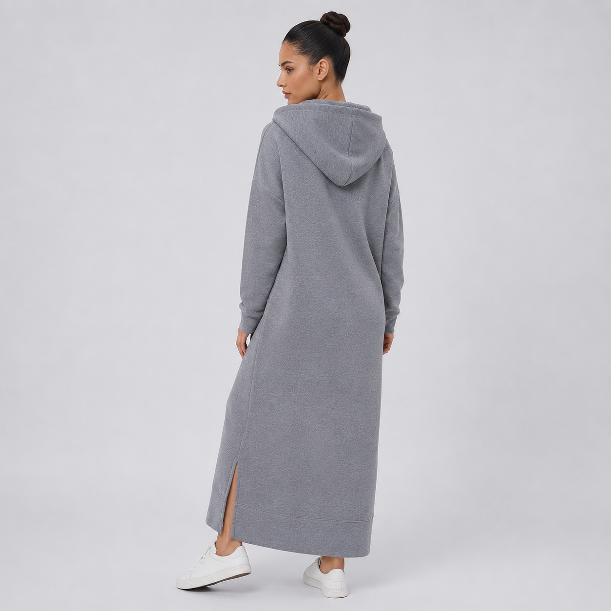 Side-Slit Maxi Hoodie Dress