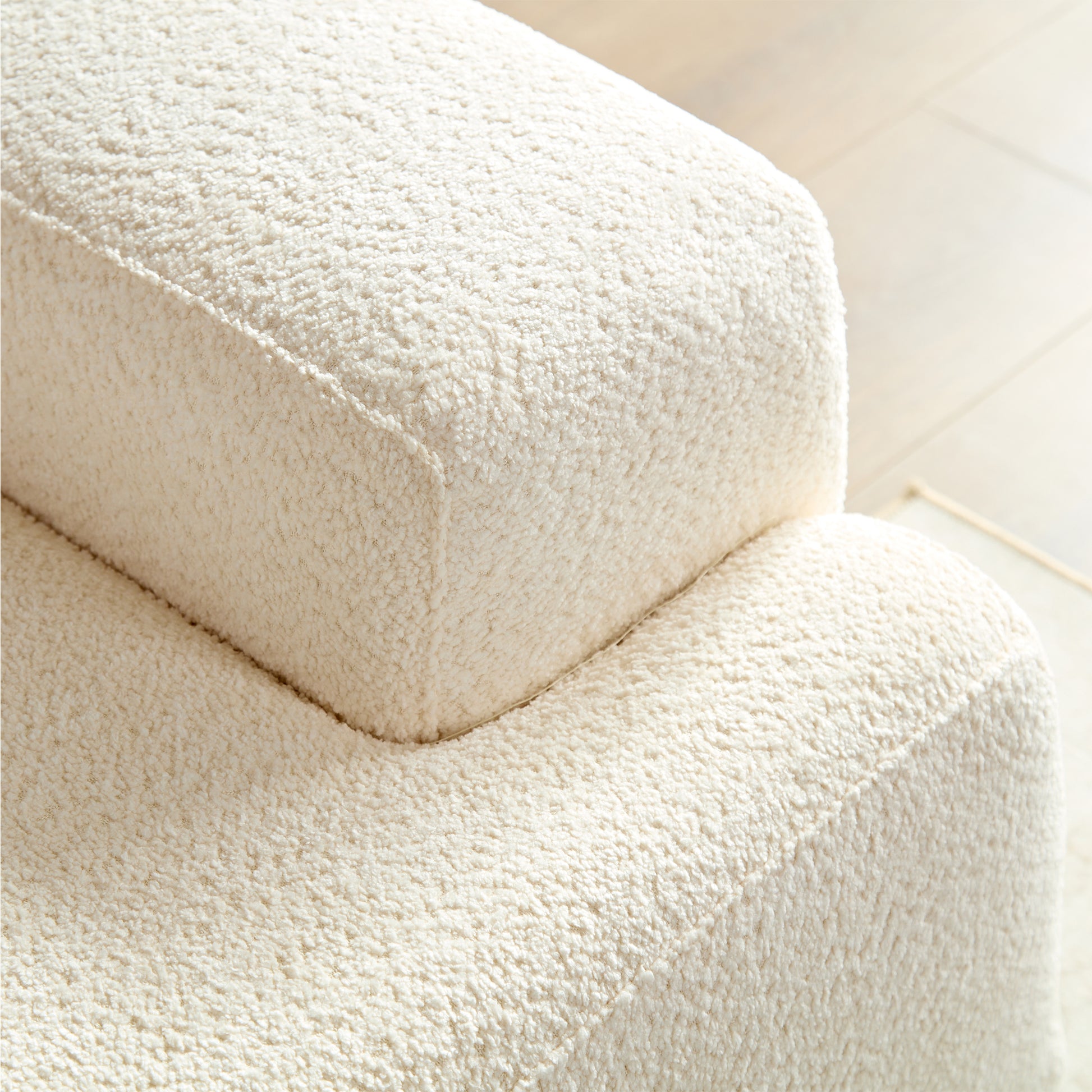 3 Seater Lambswool Fabric Sofa with High-Density Sponge Filling