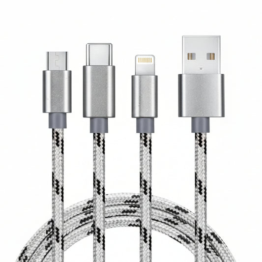 3-in-1 Multi-Charging Cable for Type-C, Micro-USB, and Lightning