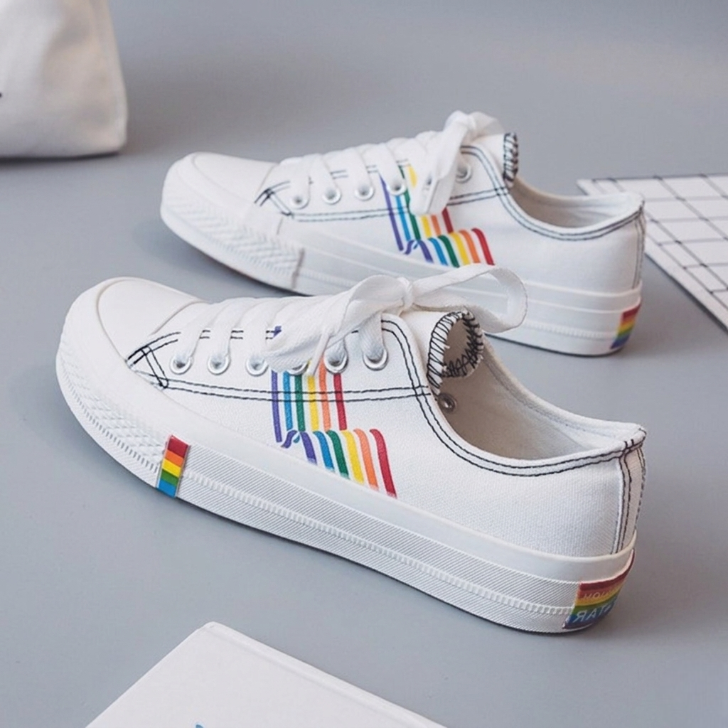 Women's Rainbow Canvas Sneakers