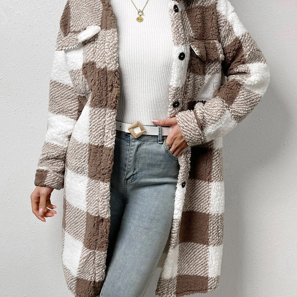 Plush Plaid Overcoat