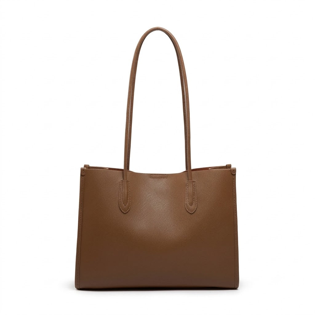 Minimalist Shoulder Tote – Genuine Cowhide Leather
