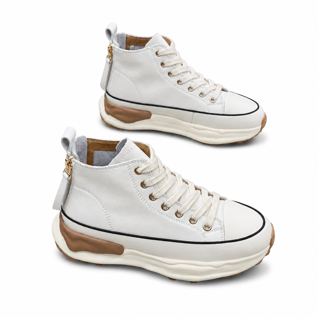Women's High-Top Leather Platform Sneakers