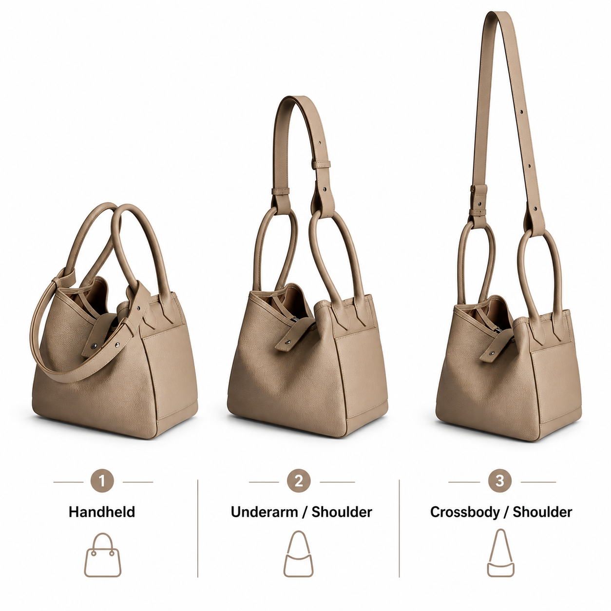 Elena Convertible Bucket Bag – Genuine Cowhide Leather
