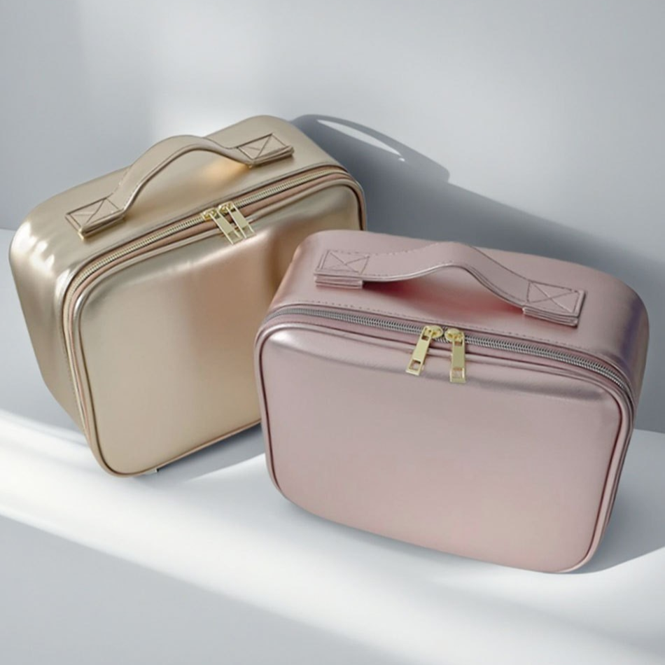 Portable Travel Makeup Case with Built-in LED Lighted Mirror