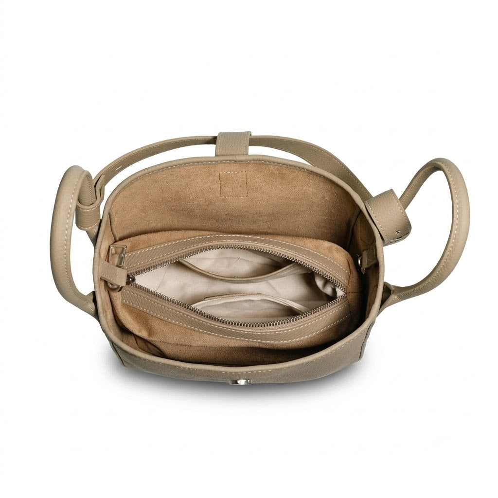 Elena Convertible Bucket Bag – Genuine Cowhide Leather