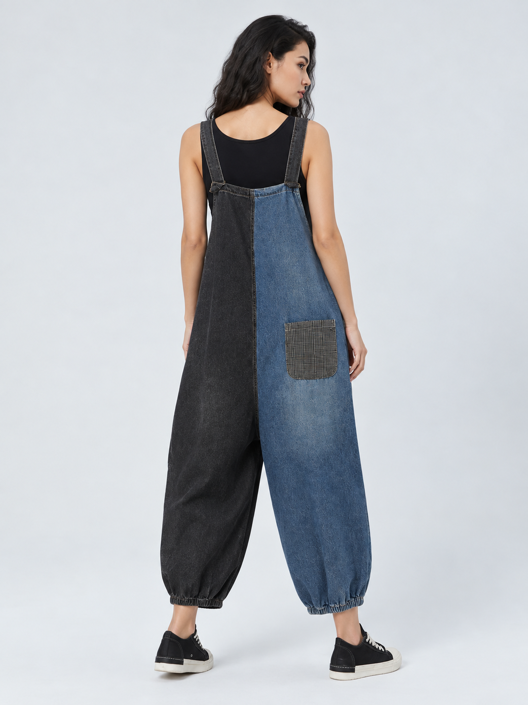 Patchwork Denim Overalls