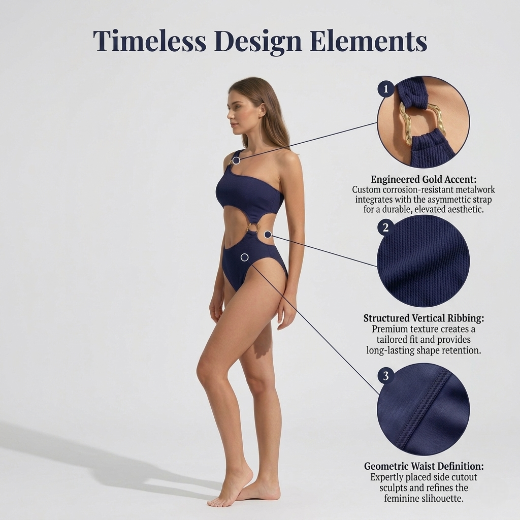 One-Piece Asymmetrical Cut-Out Swimsuit