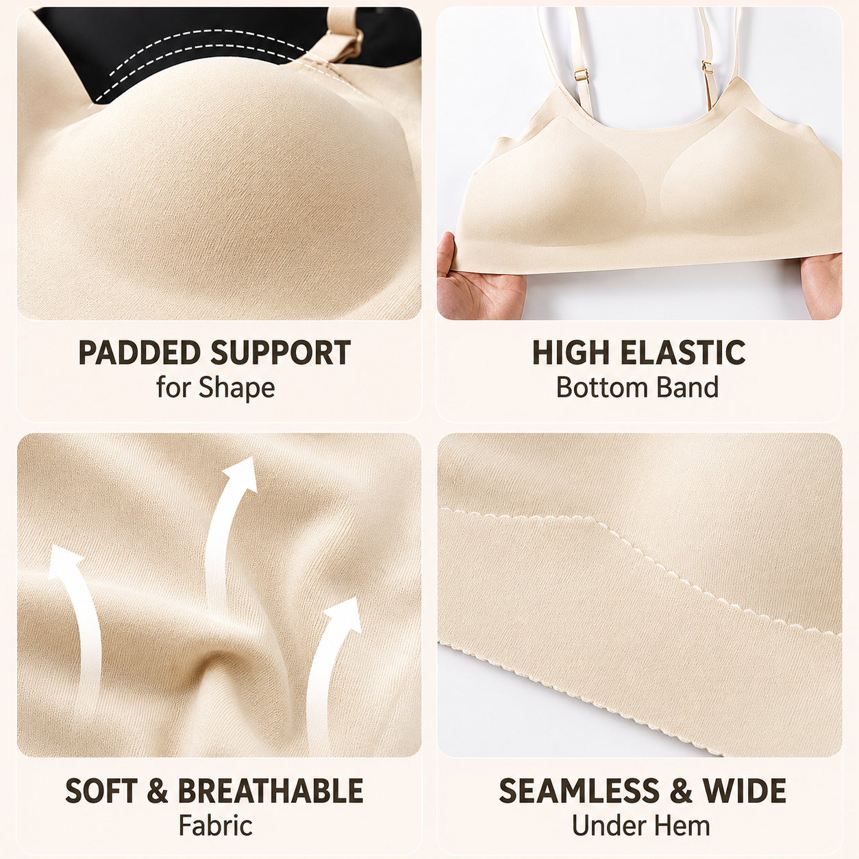 Seamless Wire-Free Low-Back Bralette