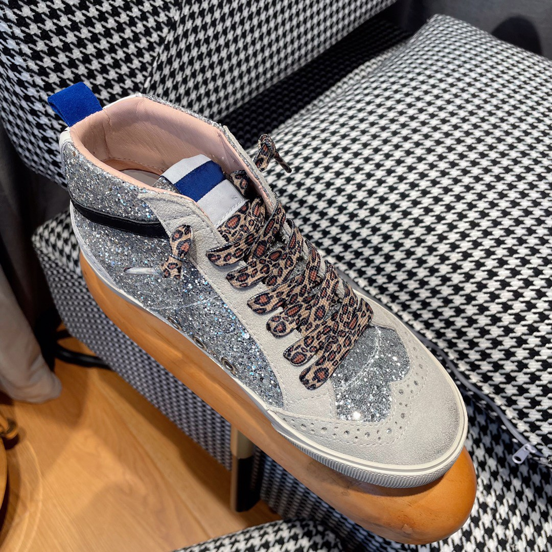 Women's Golden Goose Mid-Star Glitter Sneakers