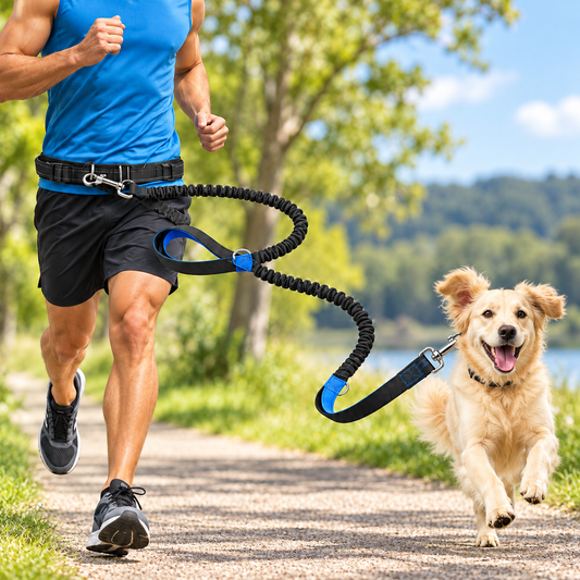 Hands-Free Bungee Dog Leash with Waist Belt