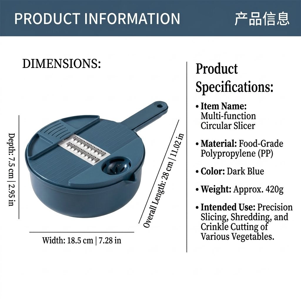 12-in-1 Multifunction Circular Slicer Set with Container Base/Strainer