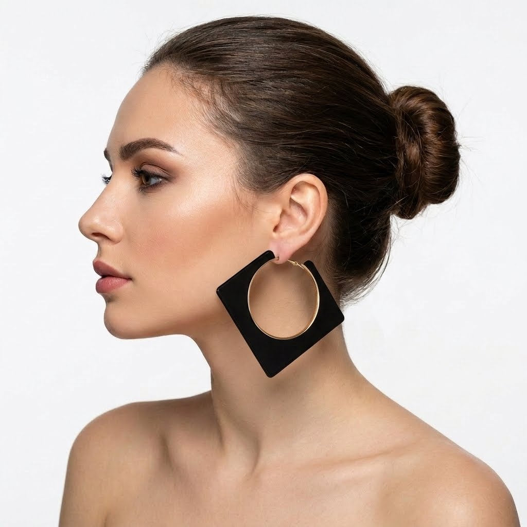 Oversized Square Block Hoop Earrings