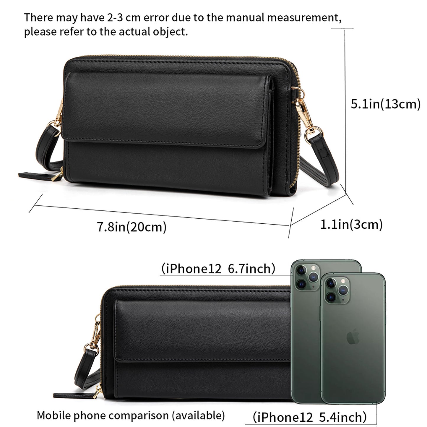 Touch-Screen Crossbody Mobile Phone Purse with RFID Anti-theft