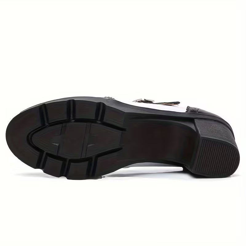 Genuine Leather Platform Oxford Mary Jane Pumps