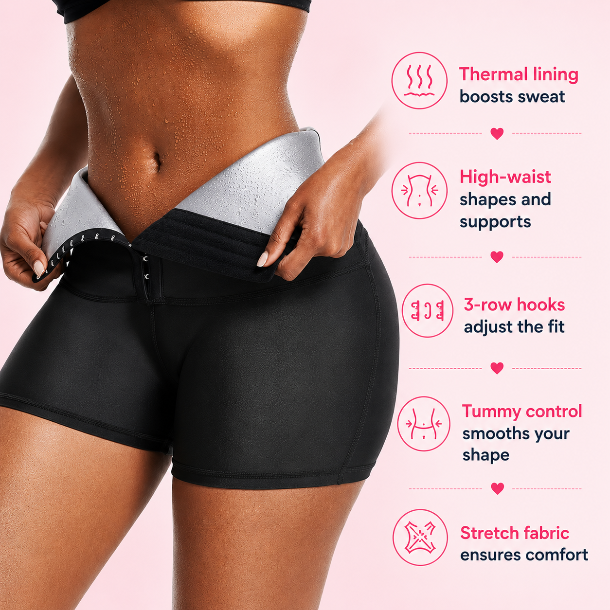 High-Waisted Sauna Sweat Shorts for Fitness, Yoga, Running, Casual Wear