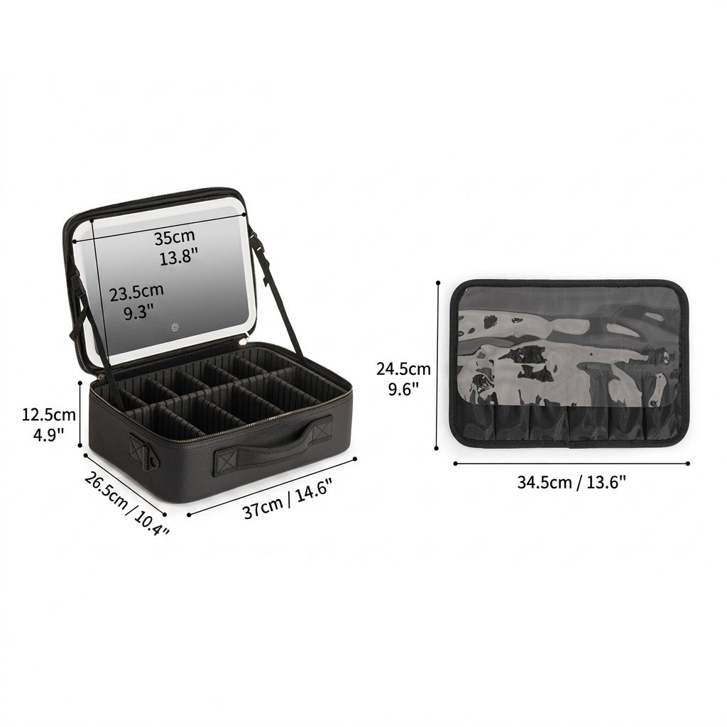 Waterproof Makeup Case with Detachable LED Mirror
