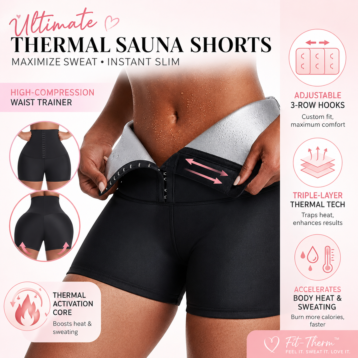 High-Waisted Sauna Sweat Shorts for Fitness, Yoga, Running, Casual Wear