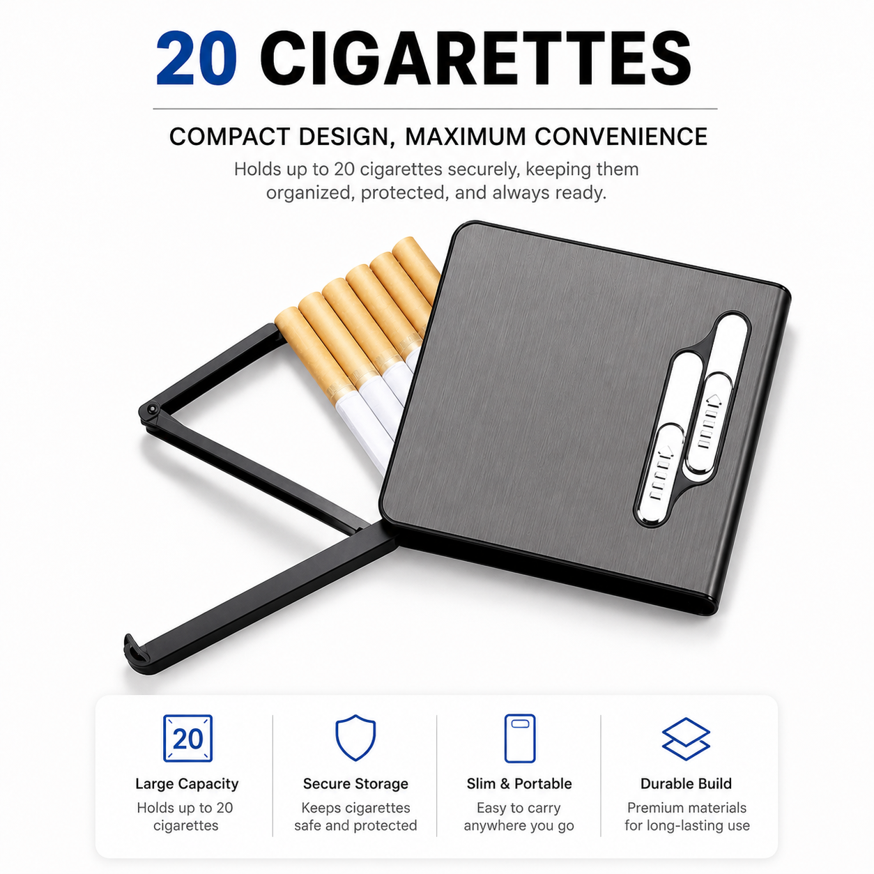 2-in-1 USB Rechargeable Windproof Lighter & Cigarette Case