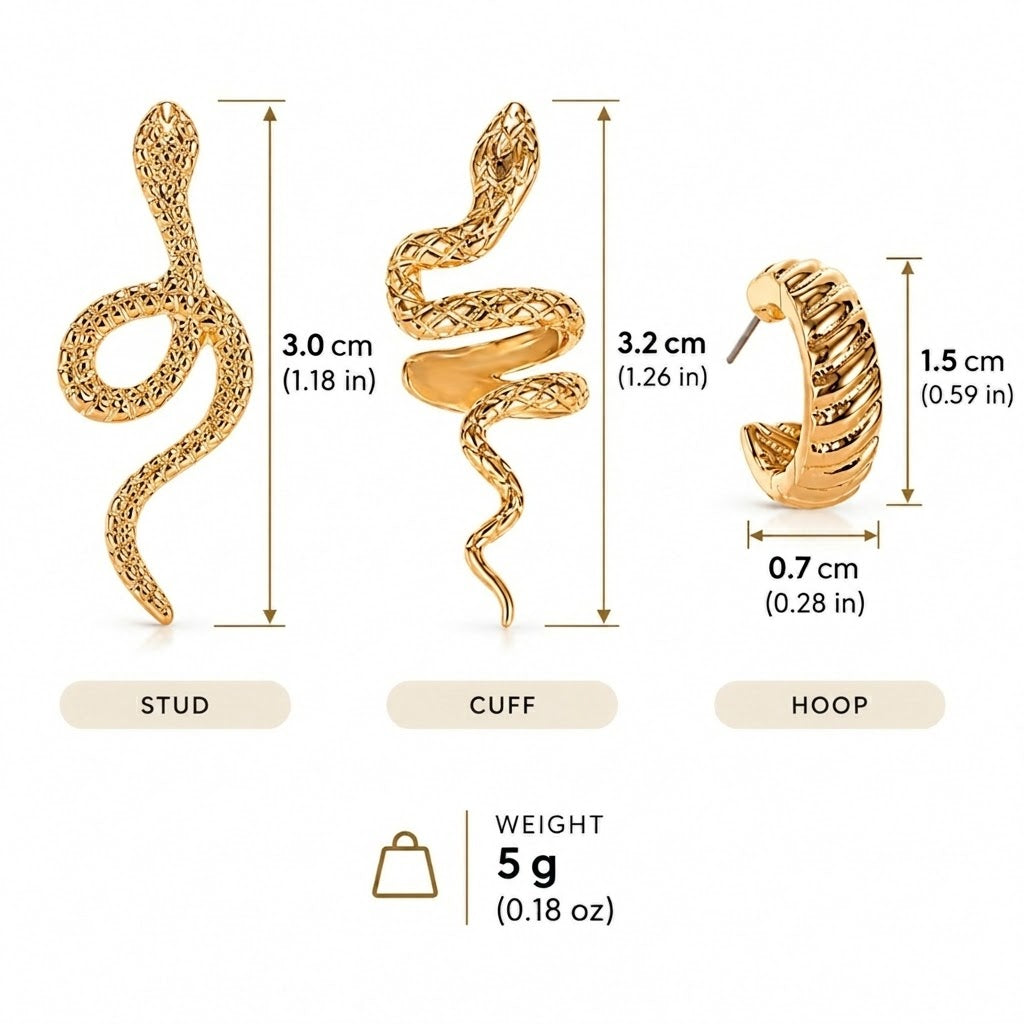 Snake-Shaped Earrings Set
