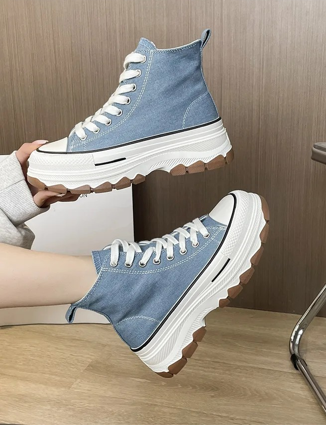 Platform High-Top Canvas Sneakers for Women