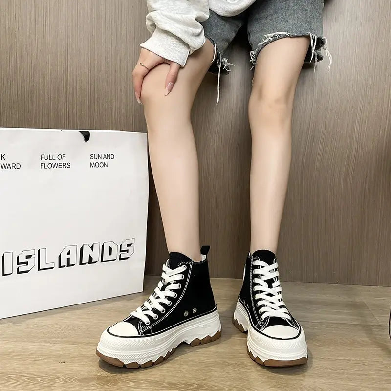 Platform High-Top Canvas Sneakers for Women