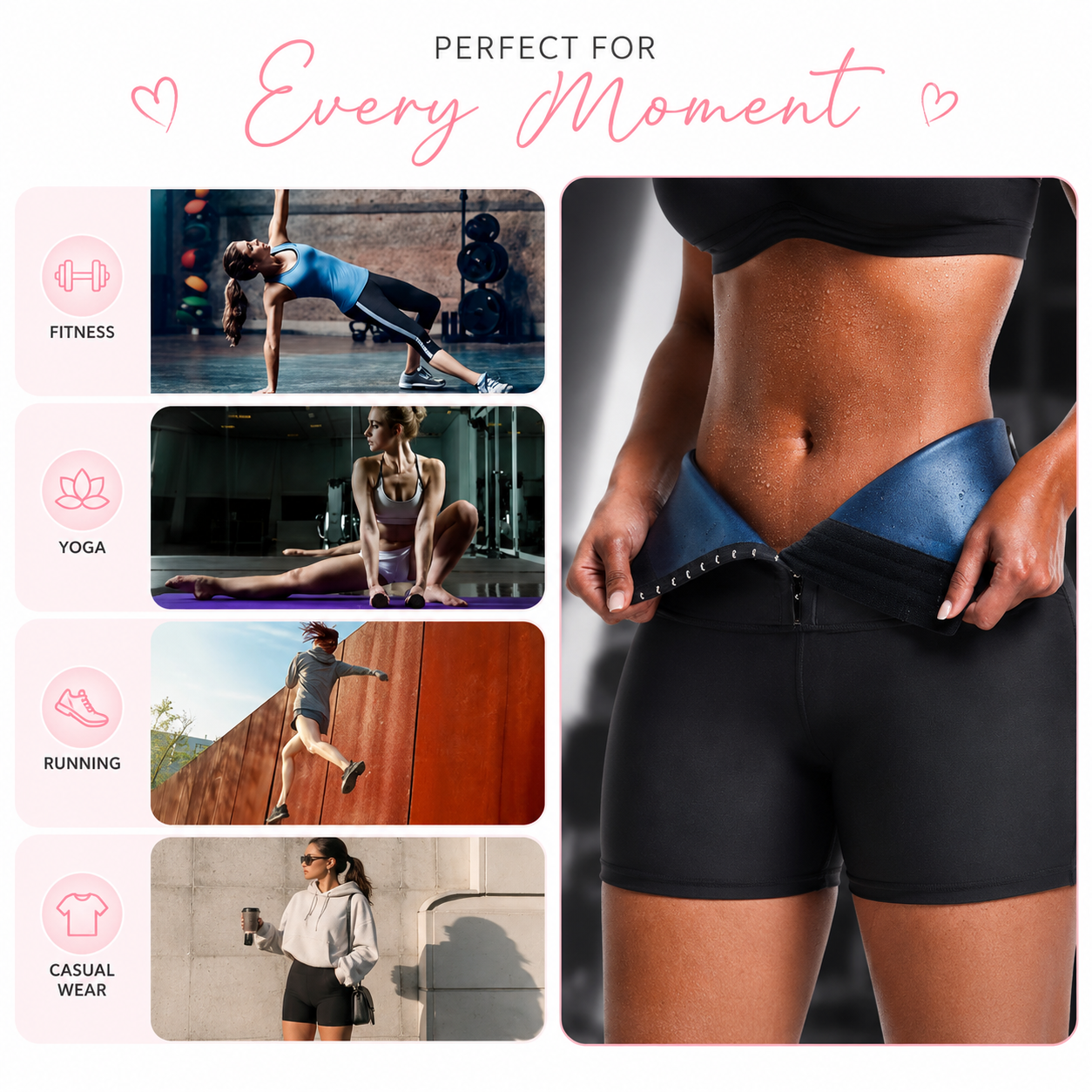 High-Waisted Sauna Sweat Shorts for Fitness, Yoga, Running, Casual Wear