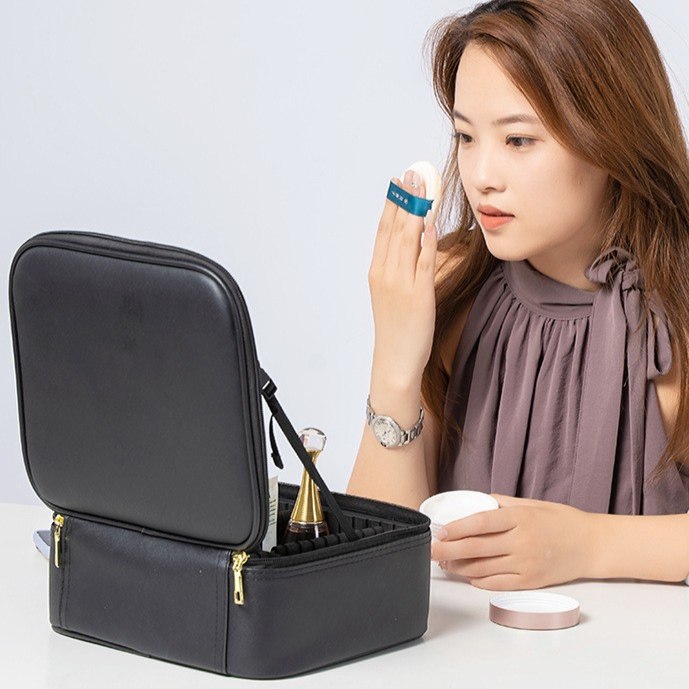 Portable Travel Makeup Case with Built-in LED Lighted Mirror