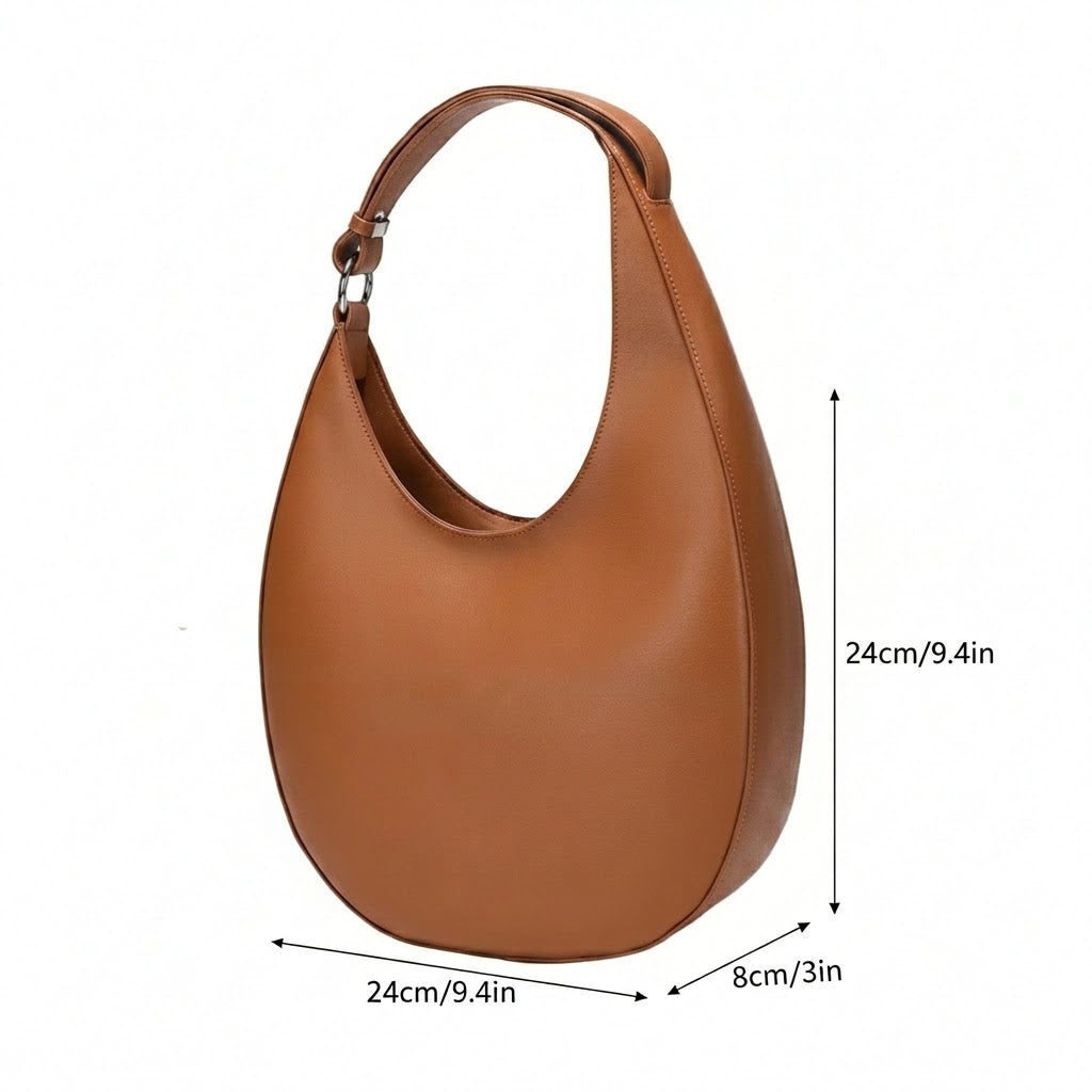 Half-Moon Hobo Shoulder Bag – Genuine Cowhide Leather