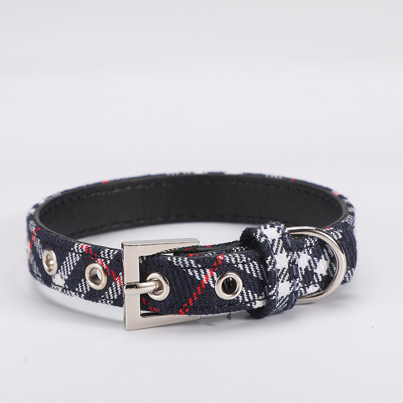 PU Leather Scottish Plaid Dog Collar