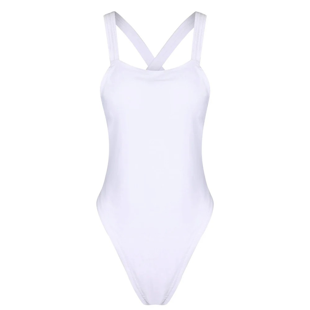 Backless One-Piece Swimsuit with Cross-Back Straps