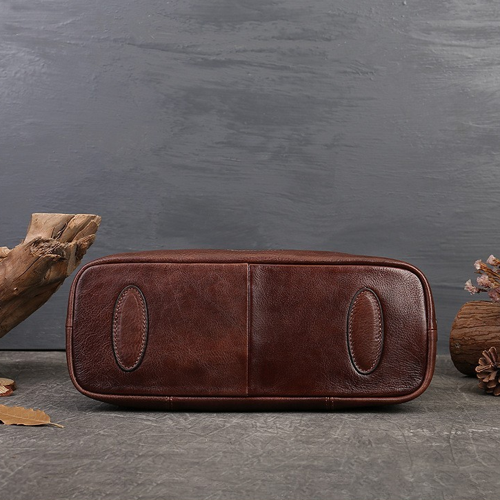 Genuine Cowhide Leather Handbag with Crossbody Strap