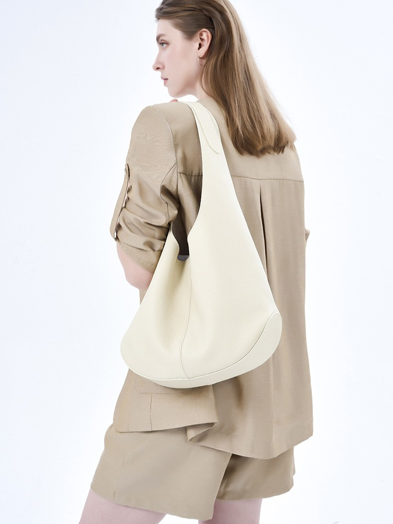 Slouchy Hobo Shoulder Bag – Genuine Cowhide Leather