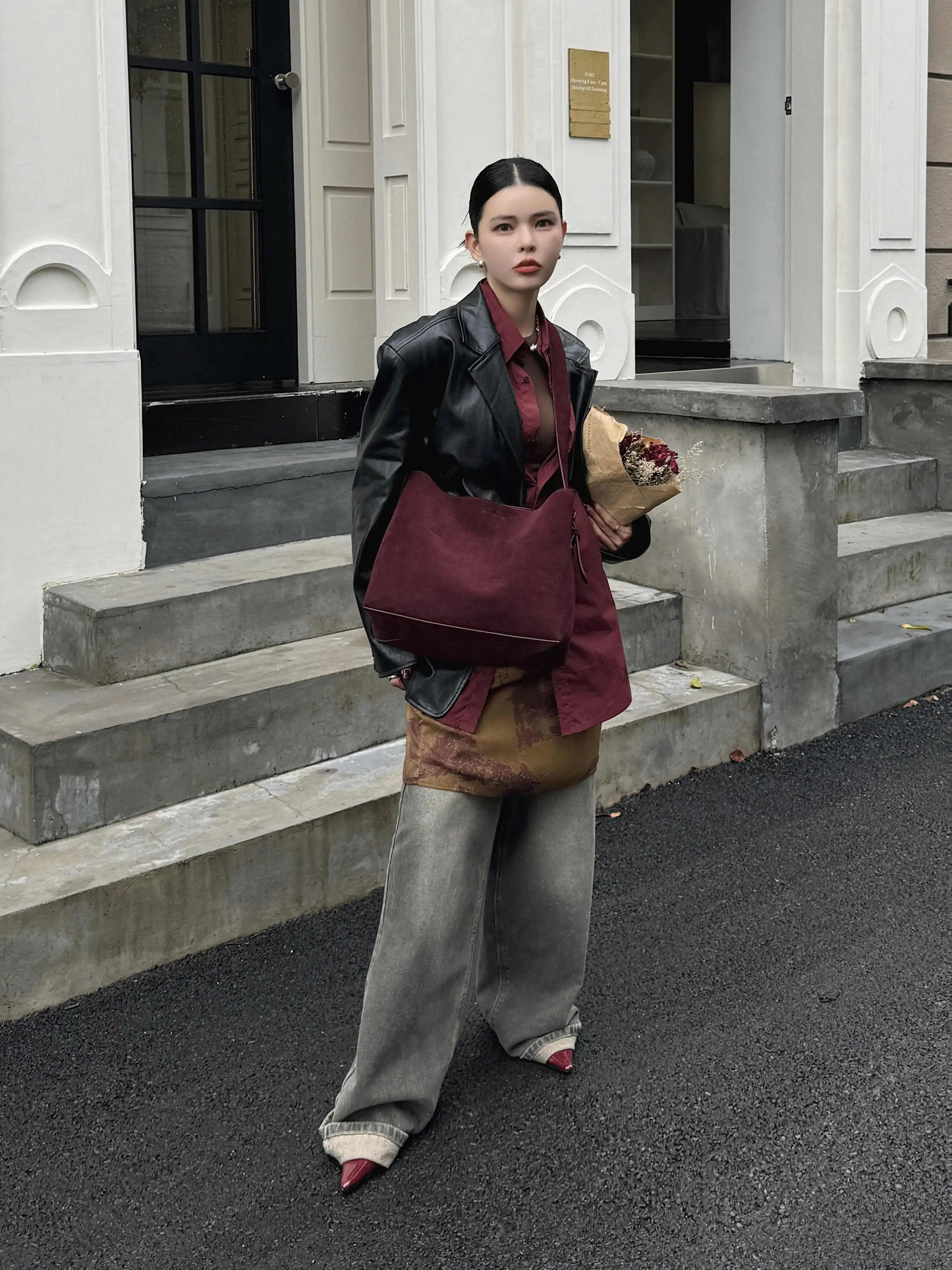 Retro Suede Slouchy Tote Bag