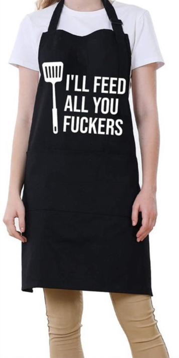 Kitchen BBQ Letter Print Apron with 3 Pockets and Adjustable Neck Strap, Water Resistant