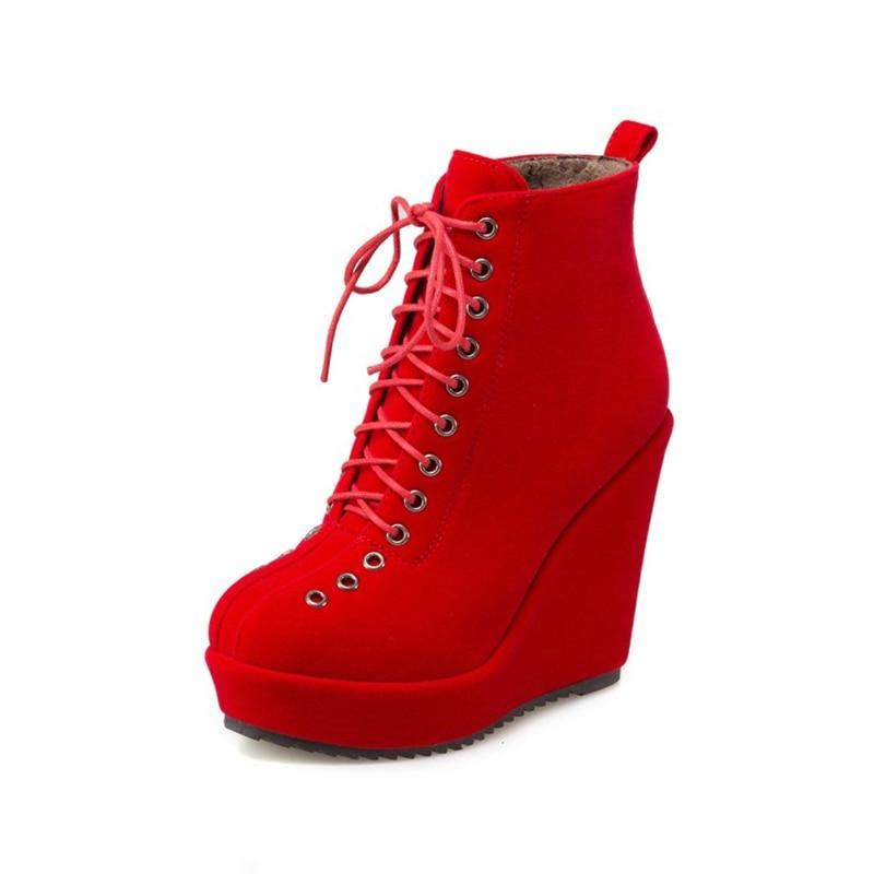 High-Top Lace-Up Wedge Shoes