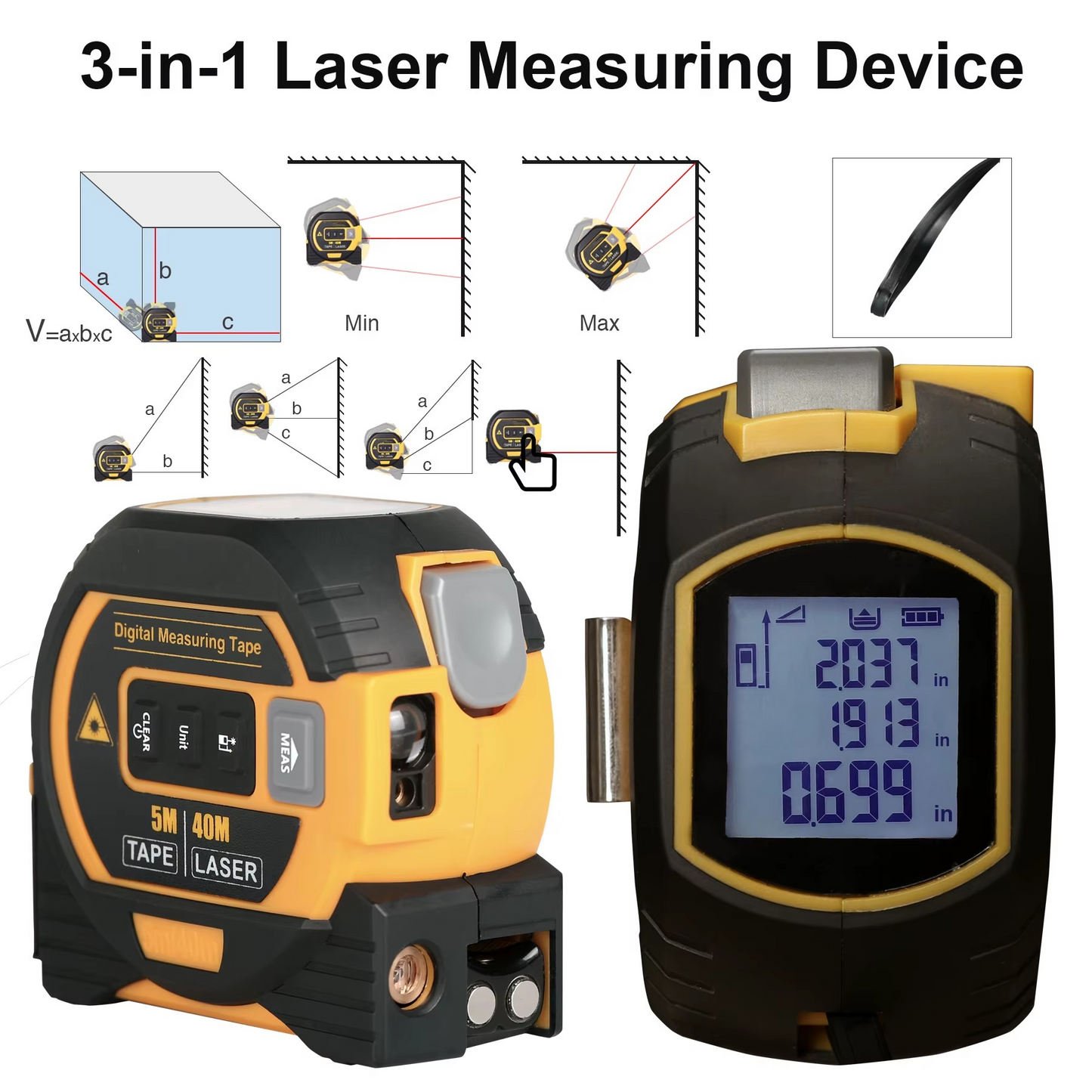 3-in-1 Digital Laser Measuring Device