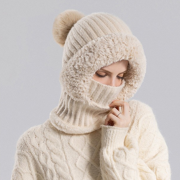 3-in-1 Women's Knit Beanie Hat