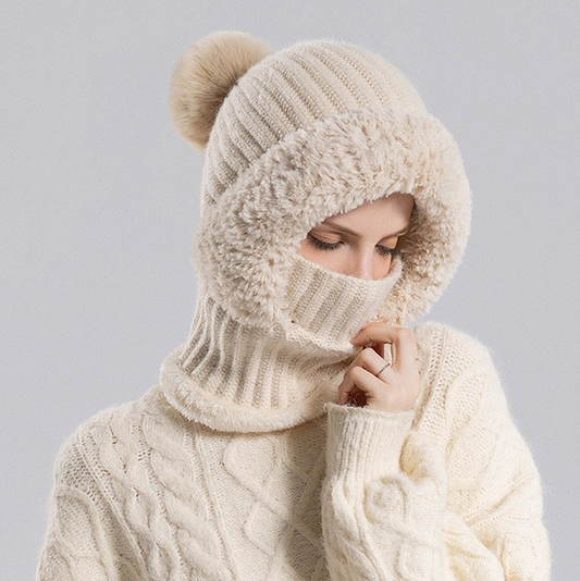 3-in-1 Women's Knit Beanie Hat