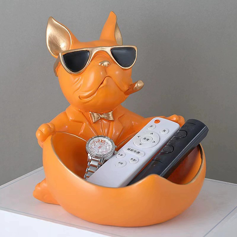 Indoor/Outdoor Bulldog Statue Multipurpose Decorative Tray