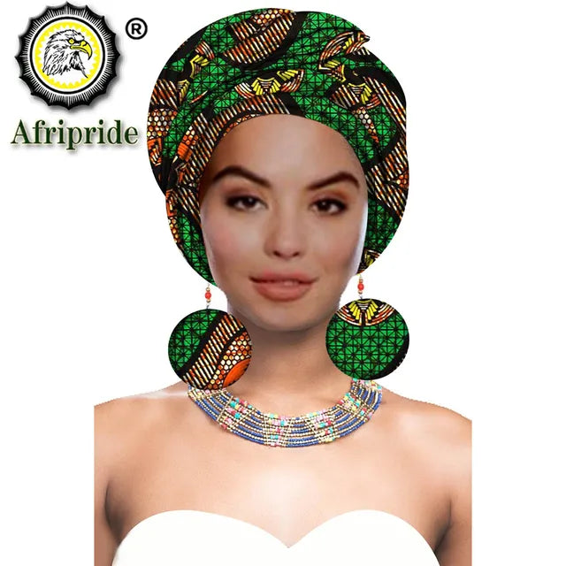 Dashiki African Headwrap with Matching Earrings