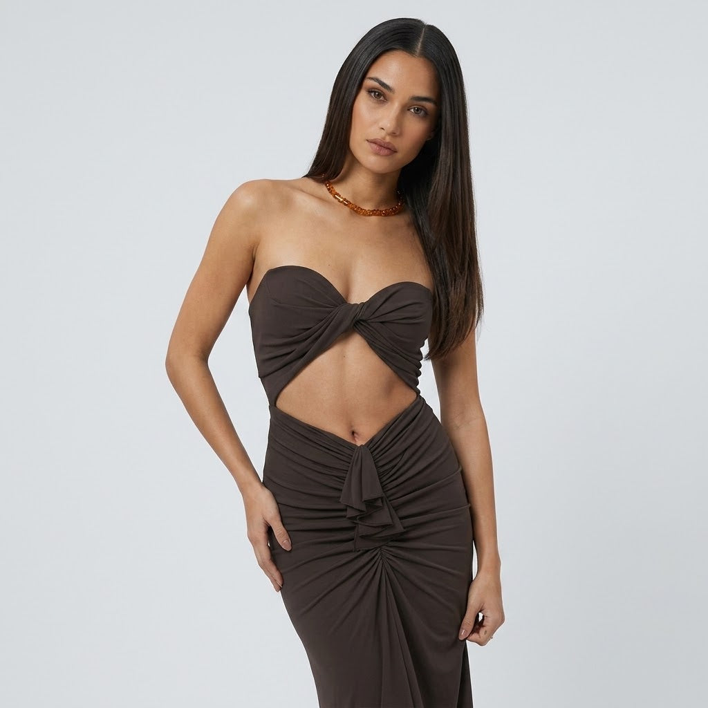 Cut-Out Twist-Front Maxi Dress