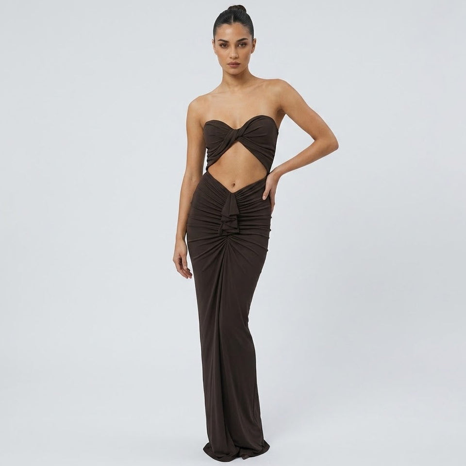 Cut-Out Twist-Front Maxi Dress