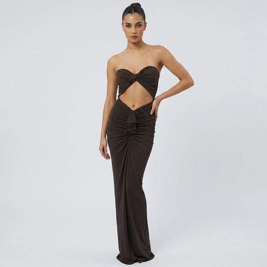 Cut-Out Twist-Front Maxi Dress