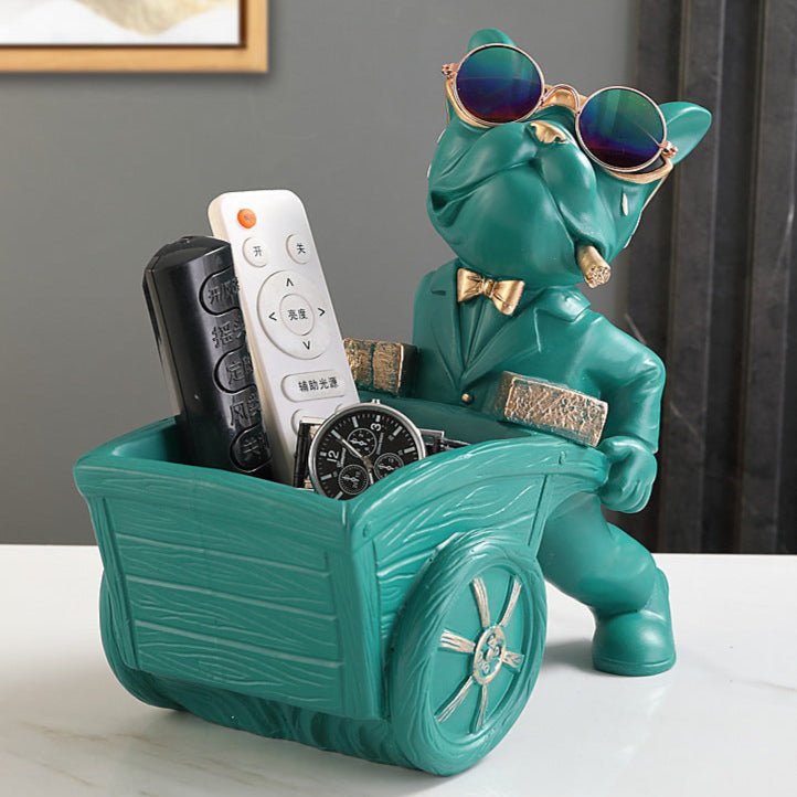 Indoor/Outdoor Trolley Dog Statue Multipurpose Decorative Storage Tray