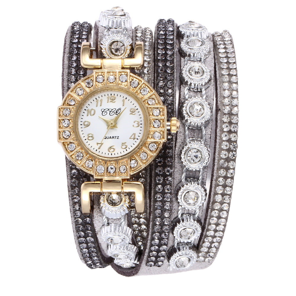 Rhinestone Multi-Layered Bracelet Watch